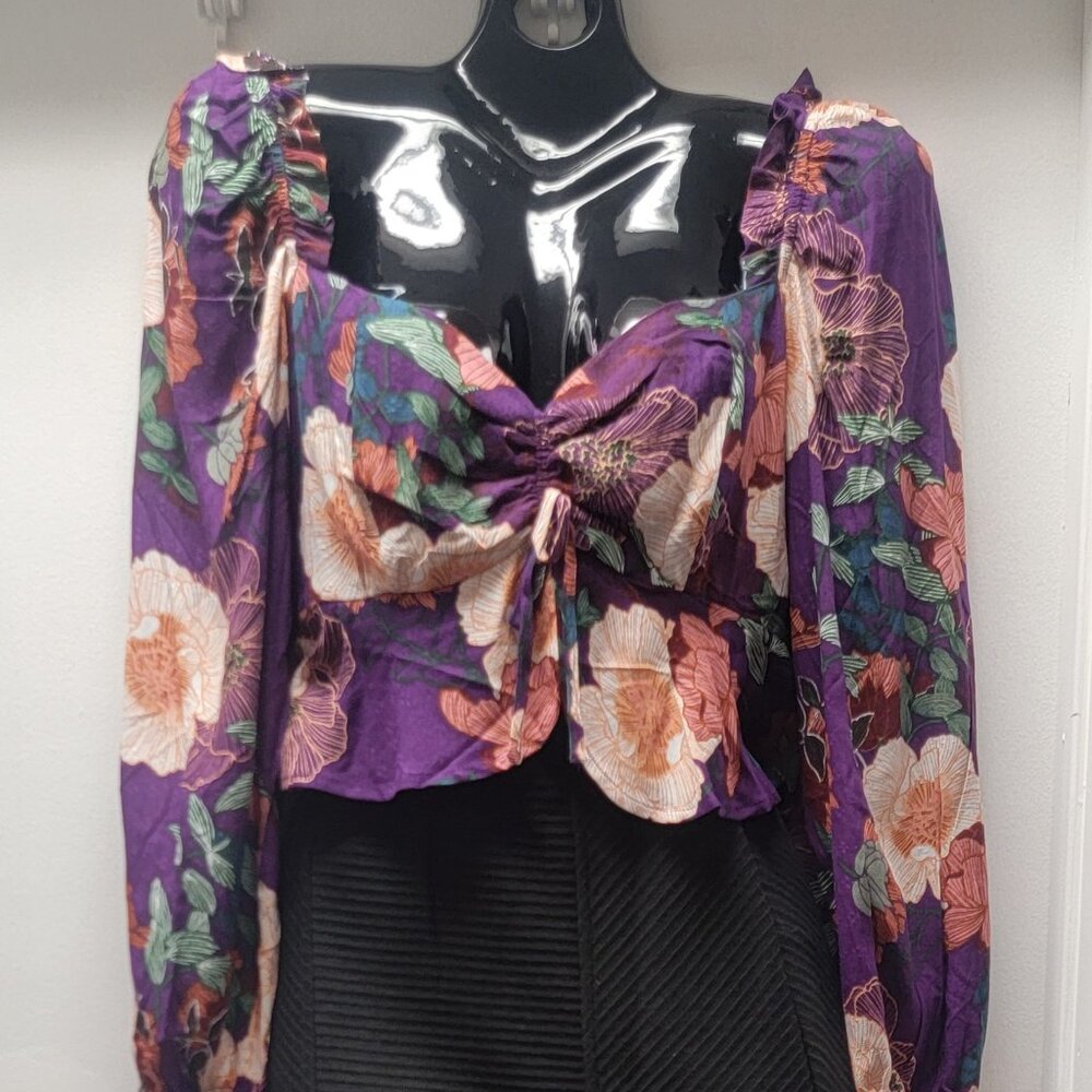 BOG Band Of The Free Purple Crop Top Tie Front